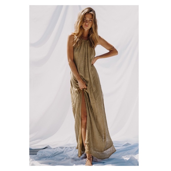 New! Grecian Margarita Open Back Halter Maxi Dress with Side Slits in Pink - Picture 7 of 15